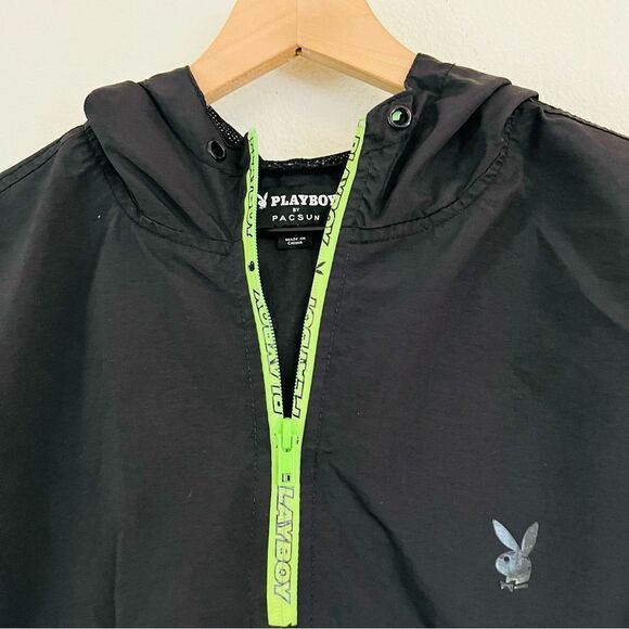 Playboy x Pacsun Men's Black/Green 1/2 Zip Windbreaker Jacket Size Small - Picture 5 of 9
